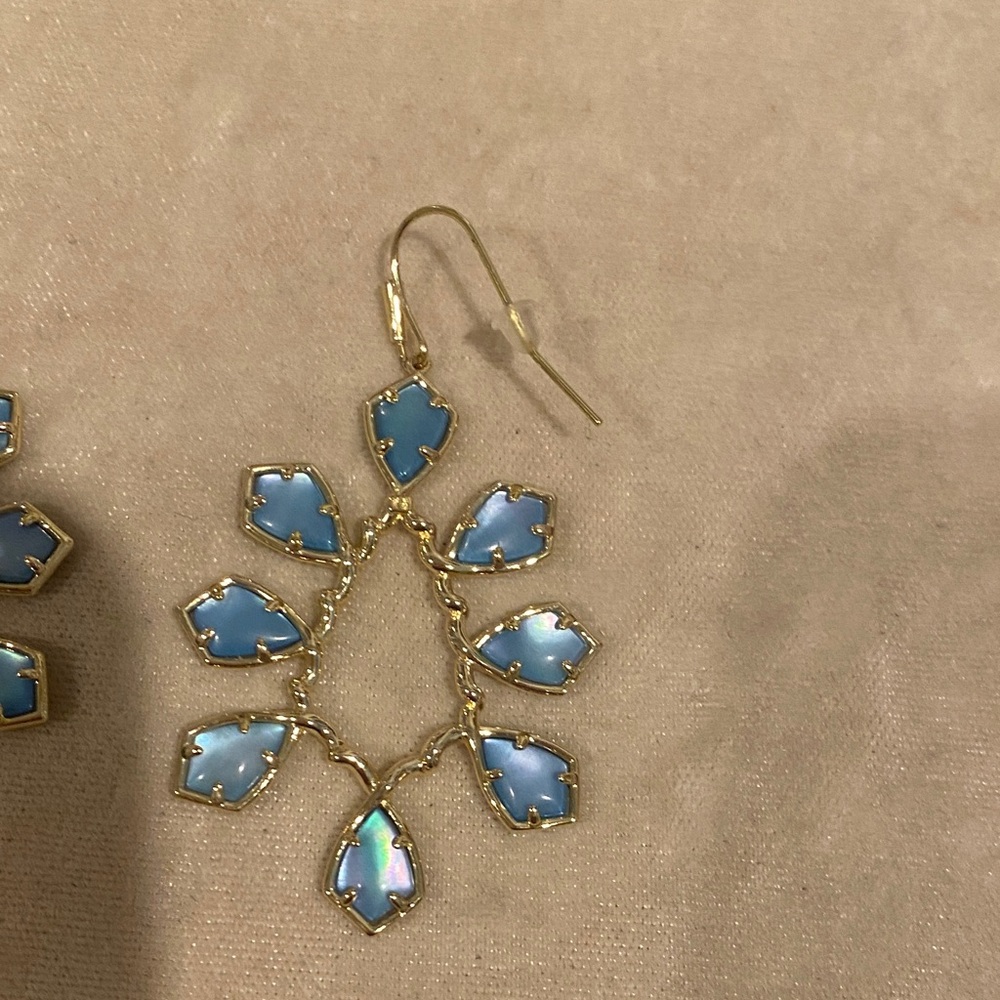 Kendra Scott Gold and Iridescent Blue Earrings - Picture 3 of 3